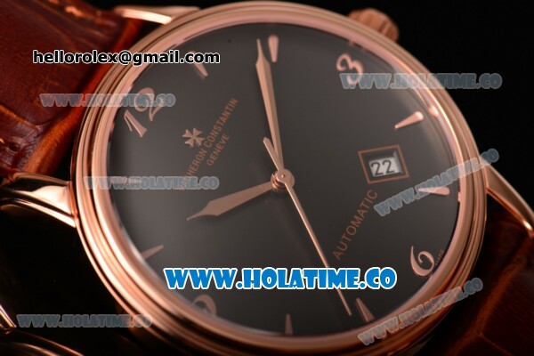 Vacheron Constantin Patrimony Miyota 9015 Automatic Rose Gold Case with Black Dial and Arabic Numeral/Stick Markers - Click Image to Close